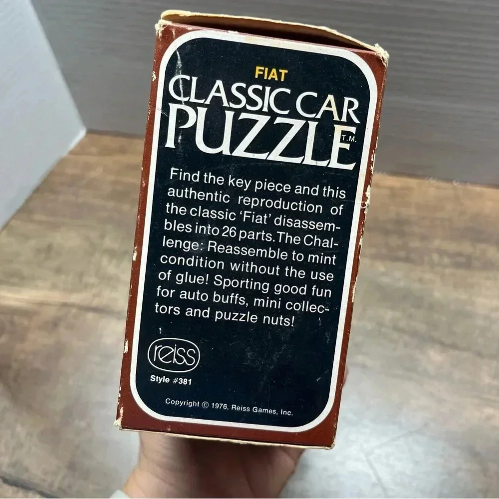 Vintage 1976 Reiss Classic Car Puzzle Yellow Fiat Style #381 New Sealed